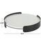 15.75" White Marble Round Living Room Décor Tray with Black Metal Frame
